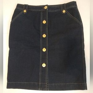 Dana Buchman Women's Straight Denim Jean Skirt W/ Gold Buttons - Size 12 Y2K